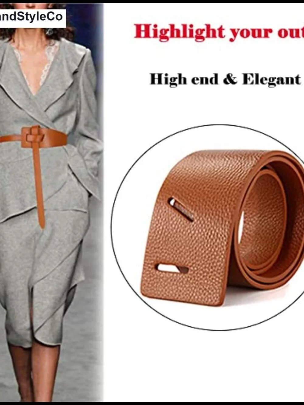 Genuine Leather Tie Knot Waist Belt for Women